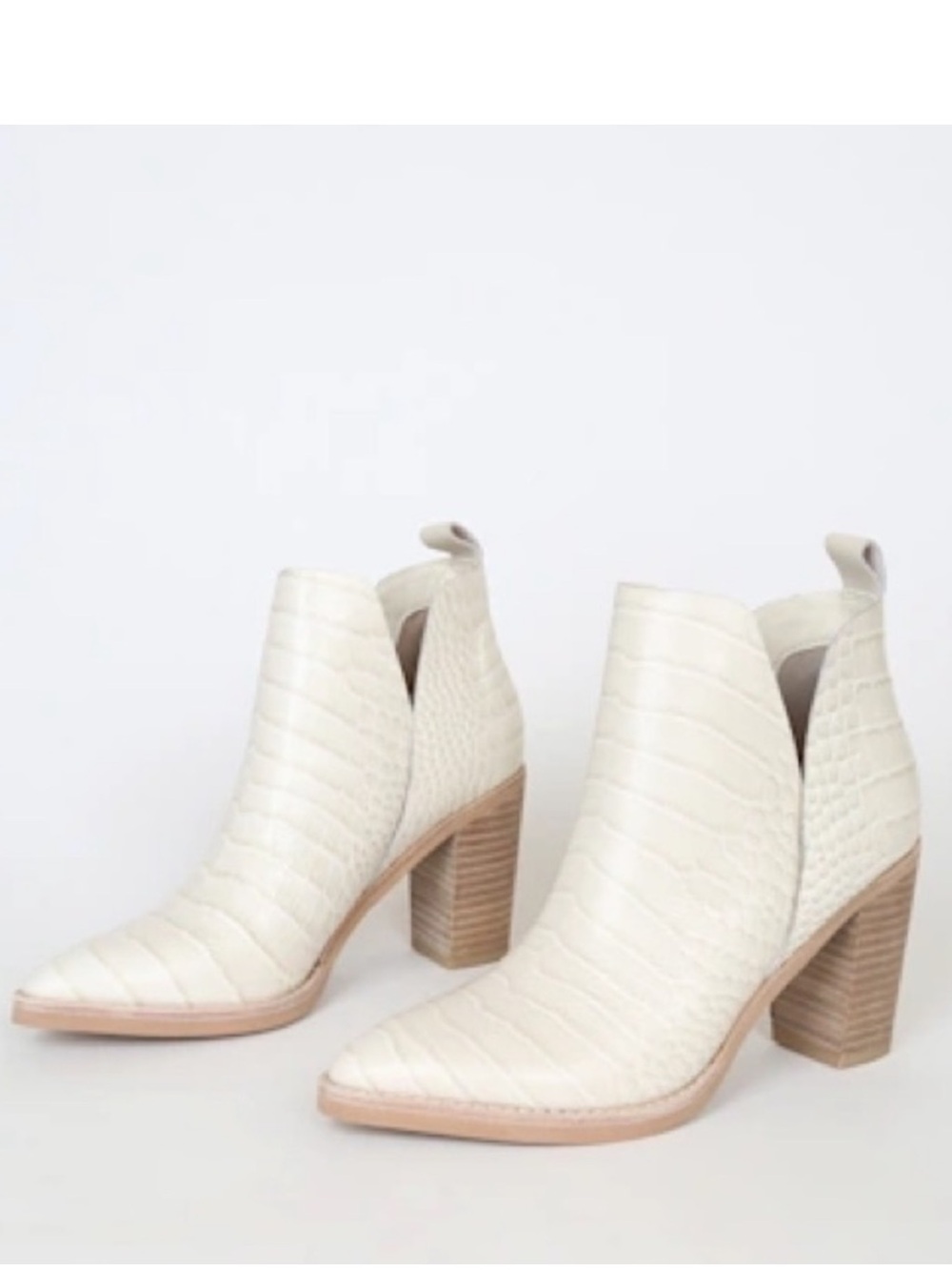 DOLCE VITA Shanon Cream White Leather Ankle Booties Heeled Boots